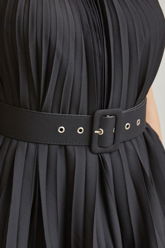 LUXE ALLURE Midnight in Monaco Chiffon Pleated Pant Set black