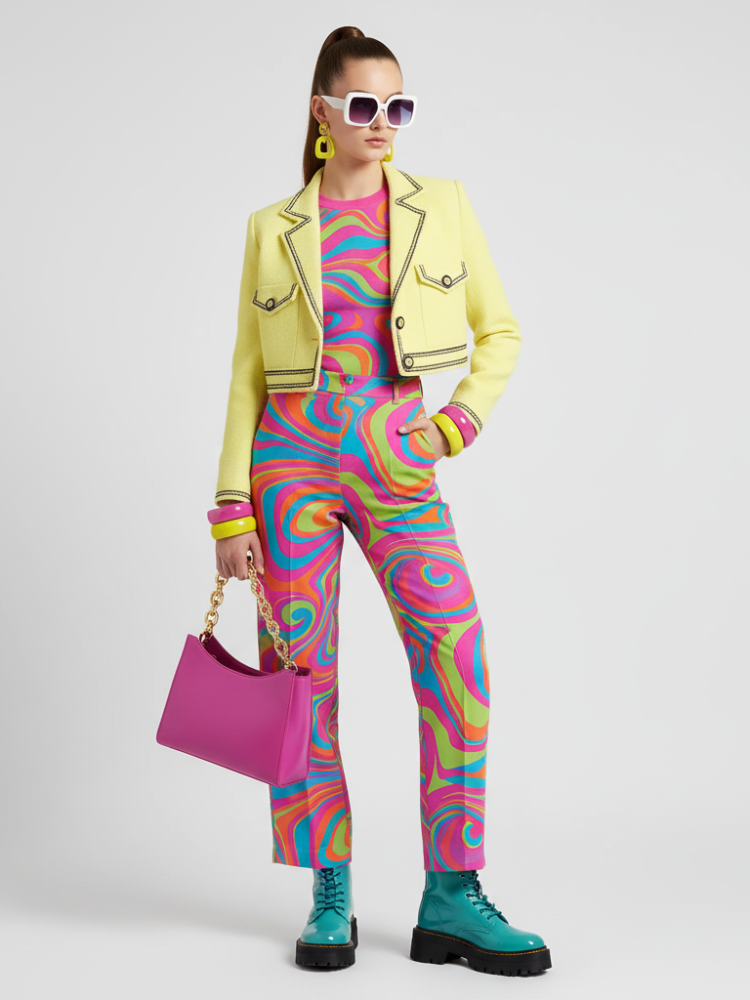 Cropped neon Tweed Jacket TIMES SQUARE BYMANYC ® New York