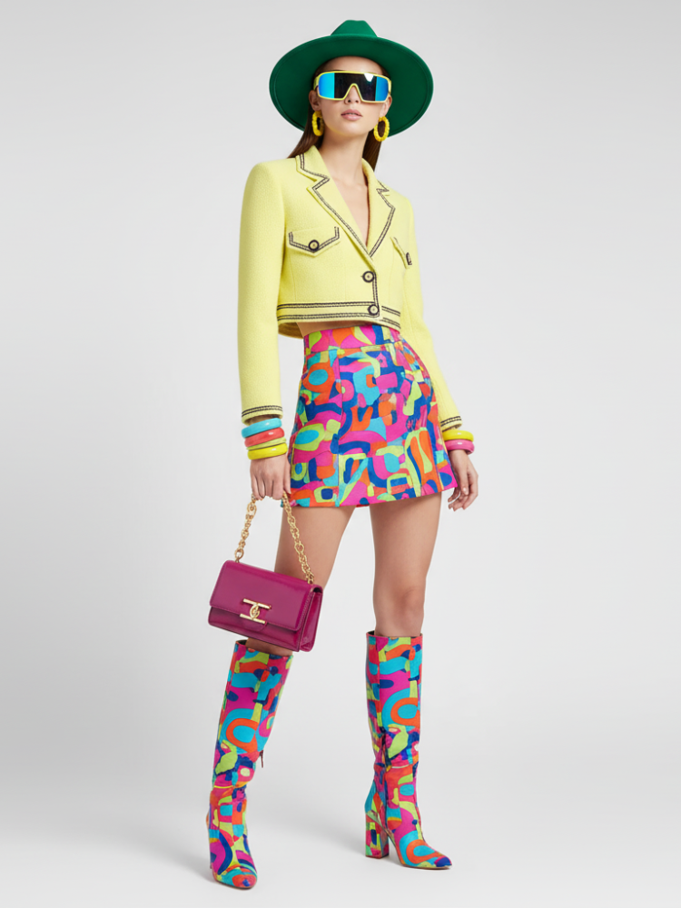Cropped neon Tweed Jacket TIMES SQUARE BYMANYC ® New York