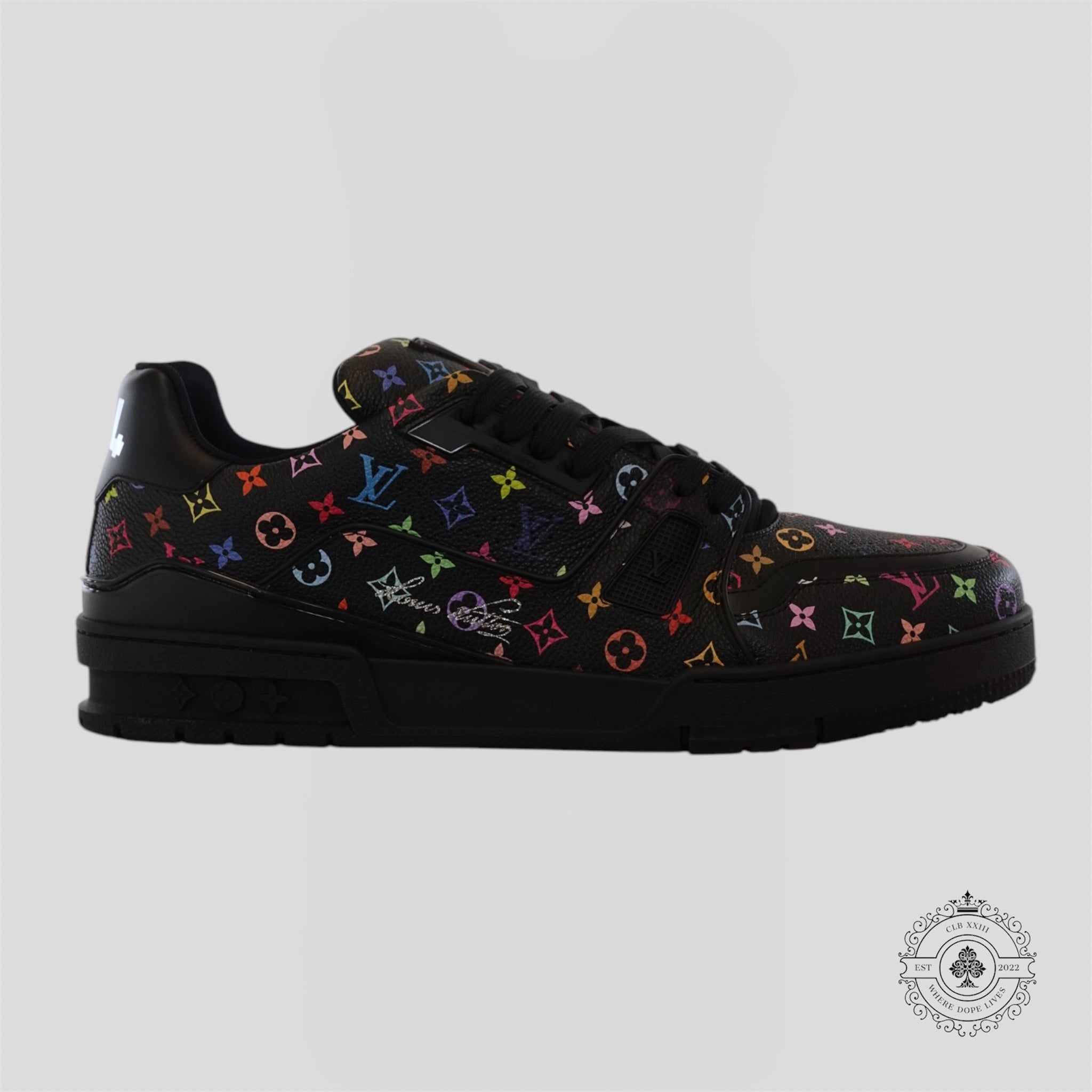 Louis Vuitton X Takashi Murakami LV Trainer Sneaker in Black shoes Men's unisex