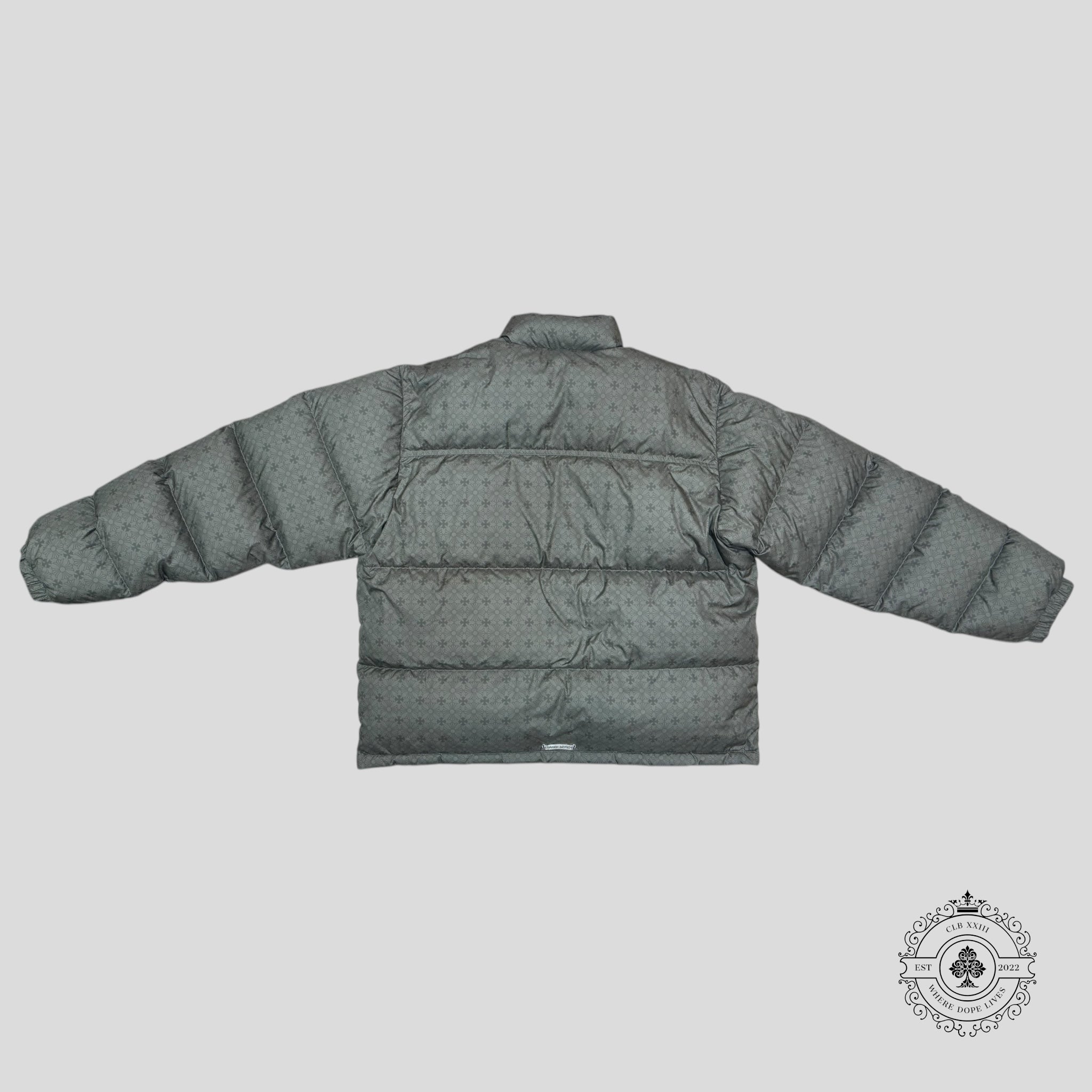 Chrome Heart Plus Pattern Puffer Jacket in Olive Green Coat parka XL