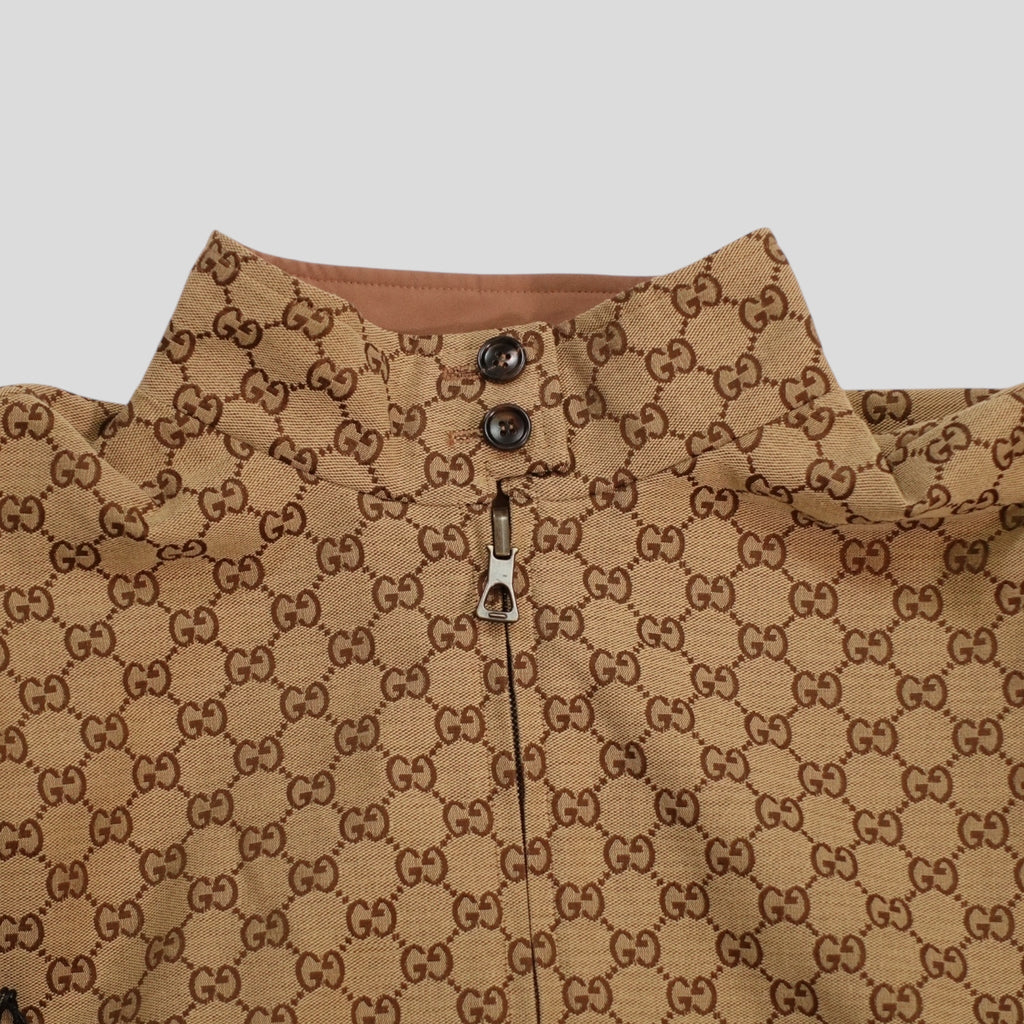 Gucci GG Supreme Canvas Reversible Jacket in Brown Men's zip-up coat 54
