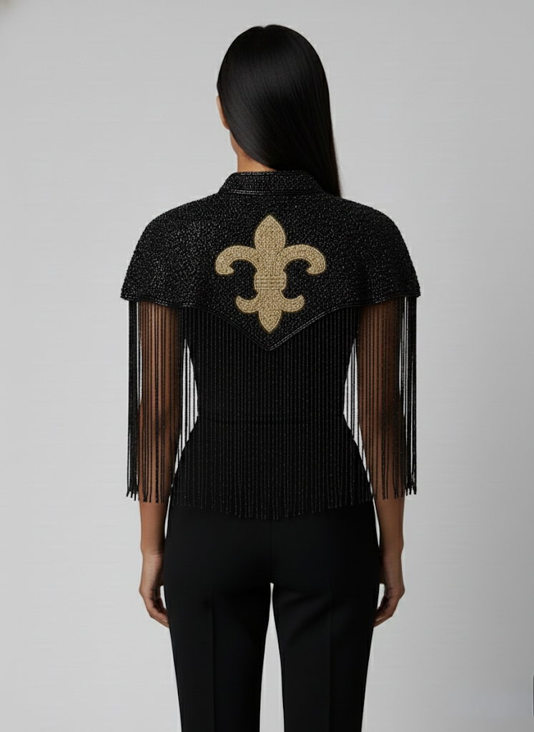 Maison Fleur de Lis New Orleans Saints Cape beaded fringed