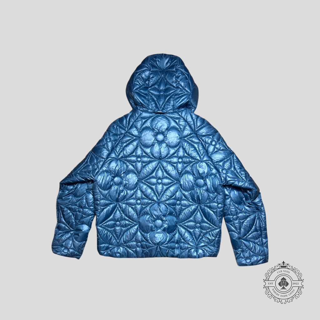 Louis Vuitton LVSE Flower Quilted Hoodie Jacket in Blue Coat unisex 52 Men's