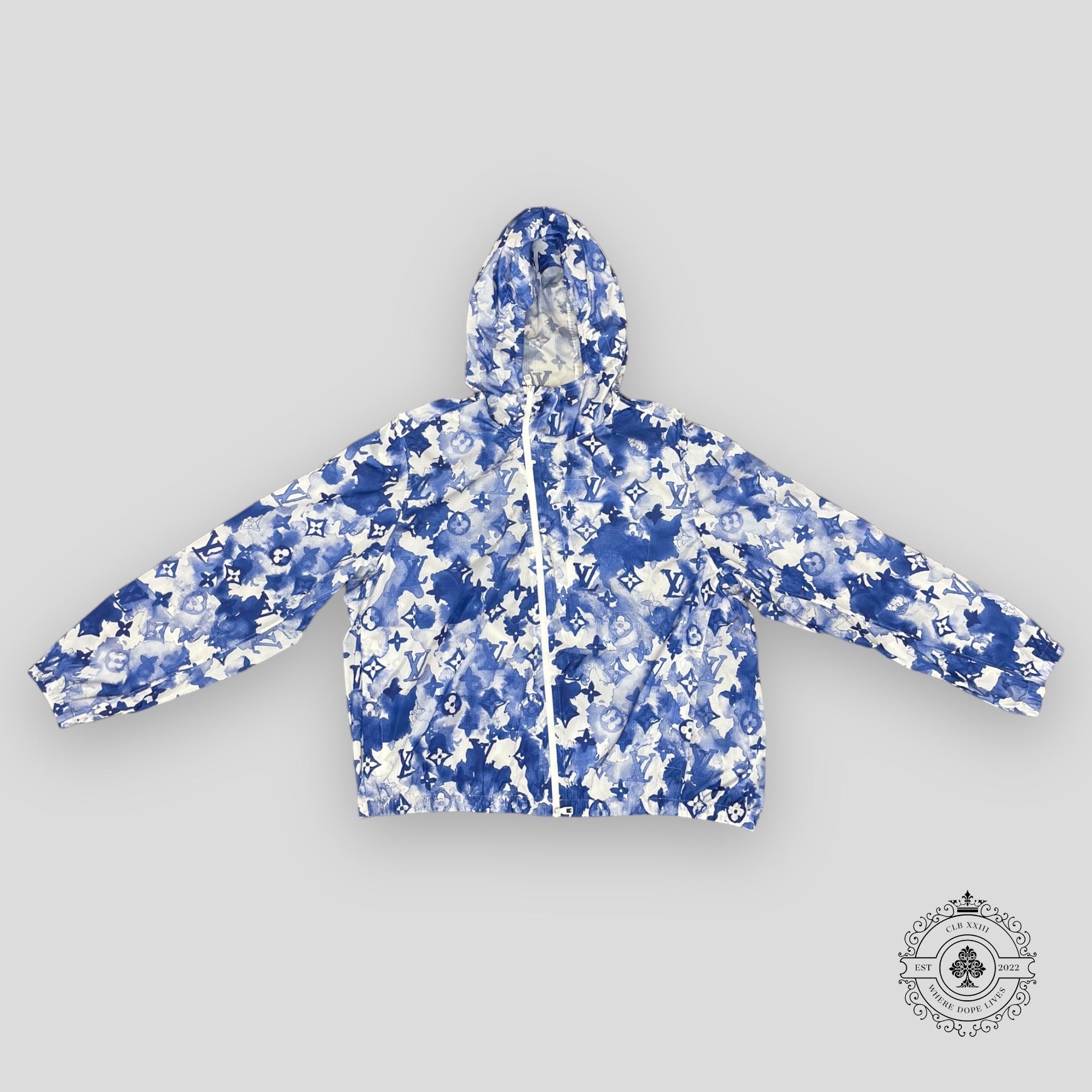 Louis Vuitton Watercolor Monogram Windbreaker - Blue jacket LV coat 54 men's