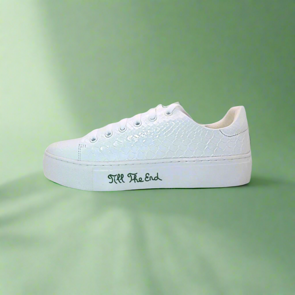 Michaela V Amare Ladies White Italian Leather Sneakers
