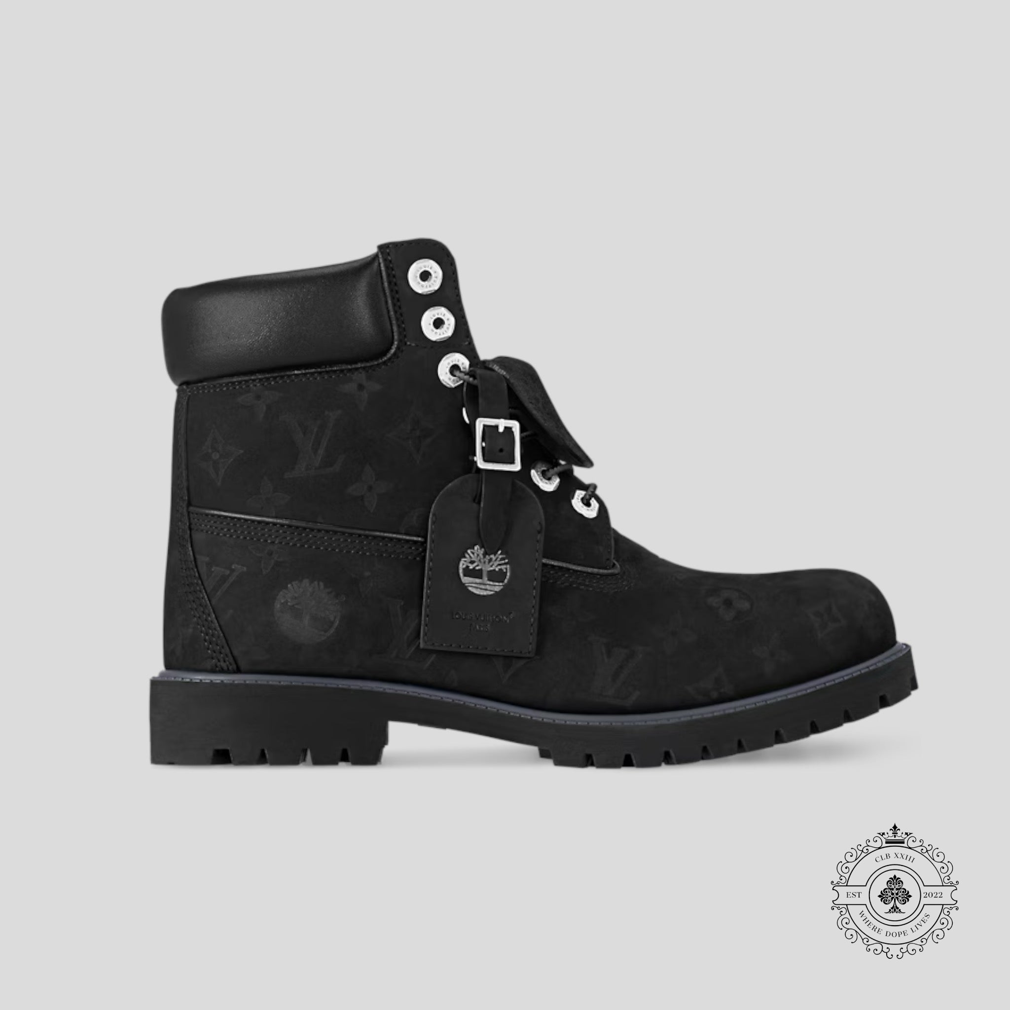 Louis Vuitton x Timberland 6 Inch Boot 8 men's unisex black LV