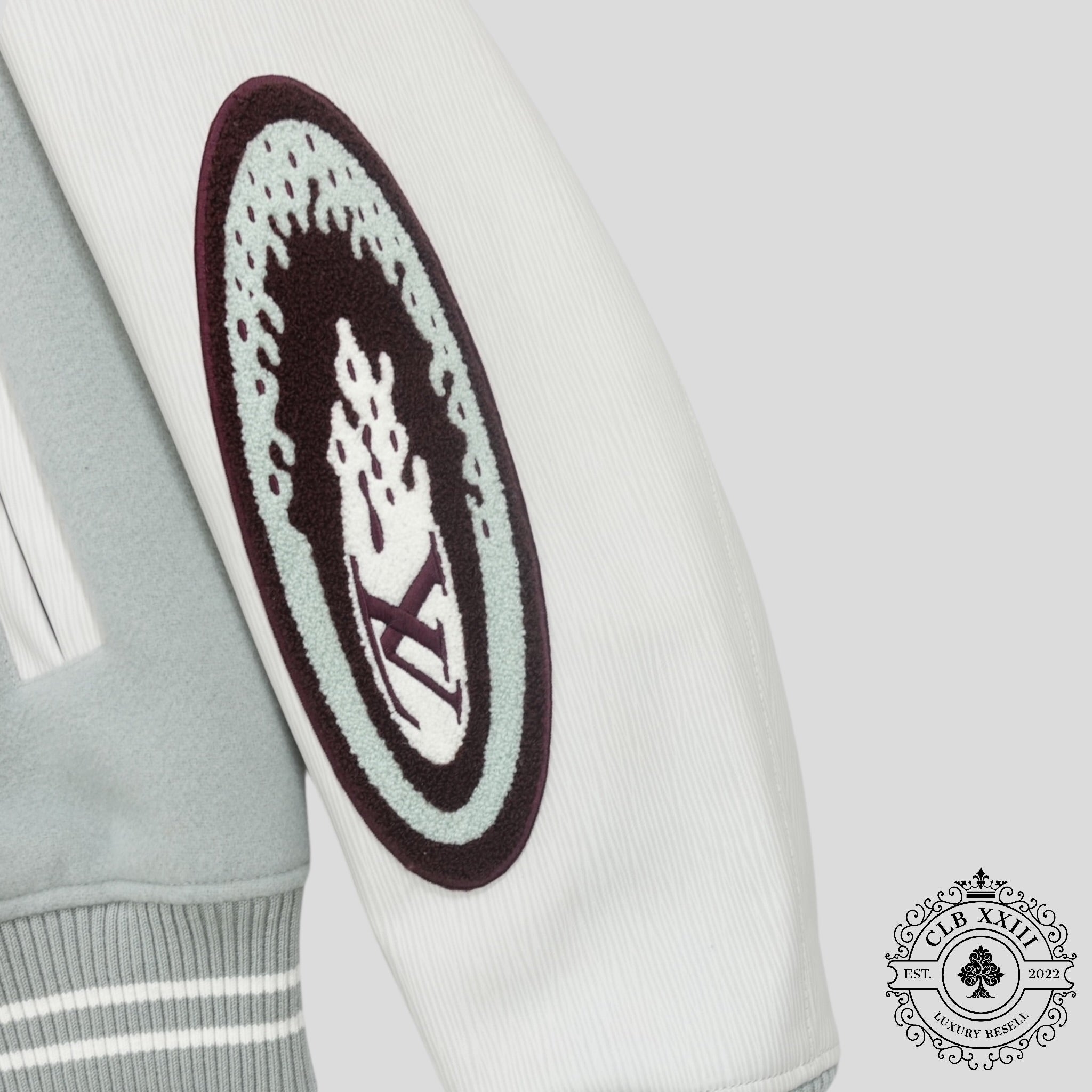 Louis Vuitton Studios Varsity Jacket in Blue men's 52 leather wool LV