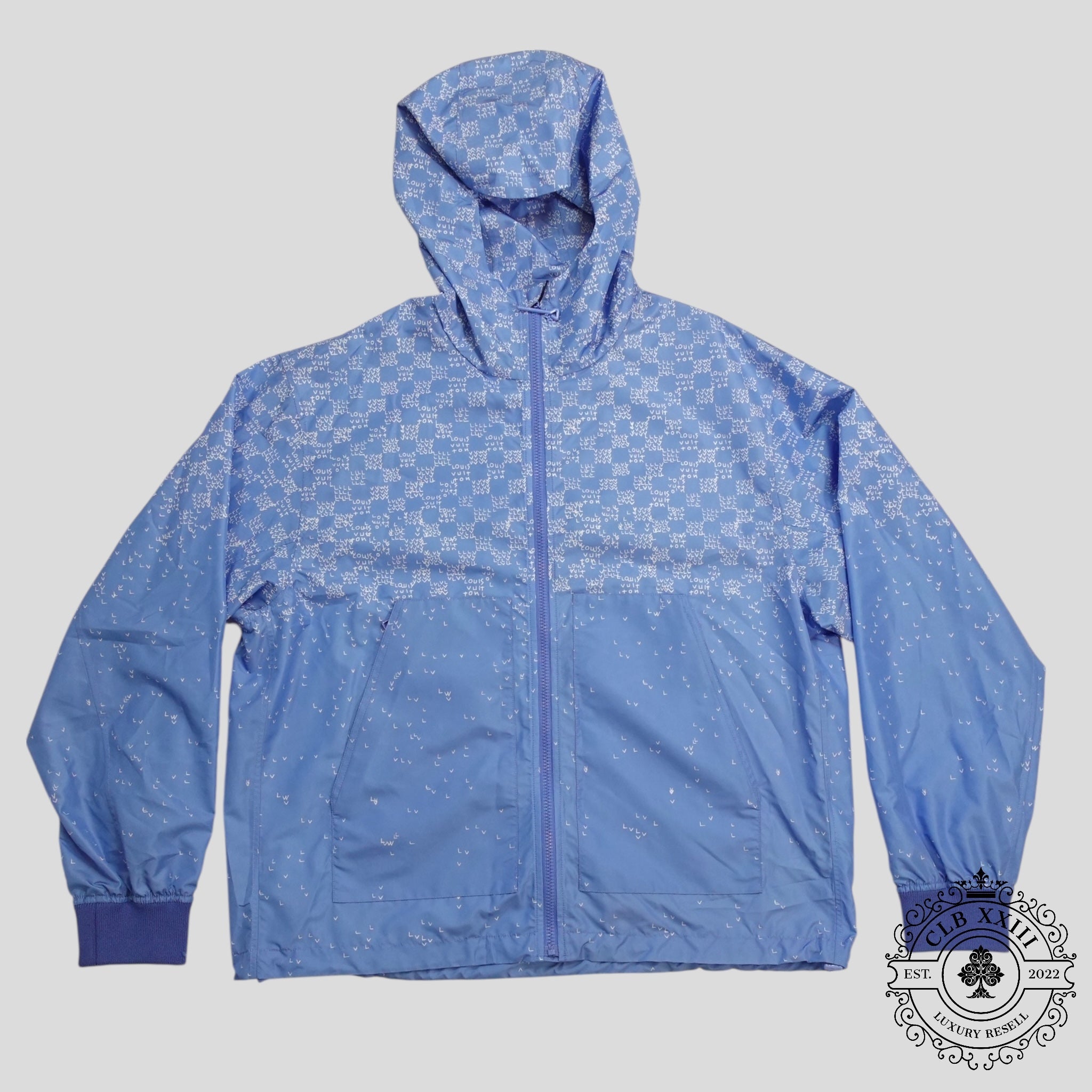 Louis Vuitton Damier Spread Windbreaker in Sky Blue zip men's unisex 52 men's