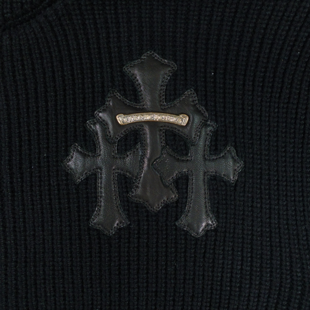 Chrome Hearts Cashmere Cross Patch Zip Up Hoodie in Black Men's Unisex XL Jacket
