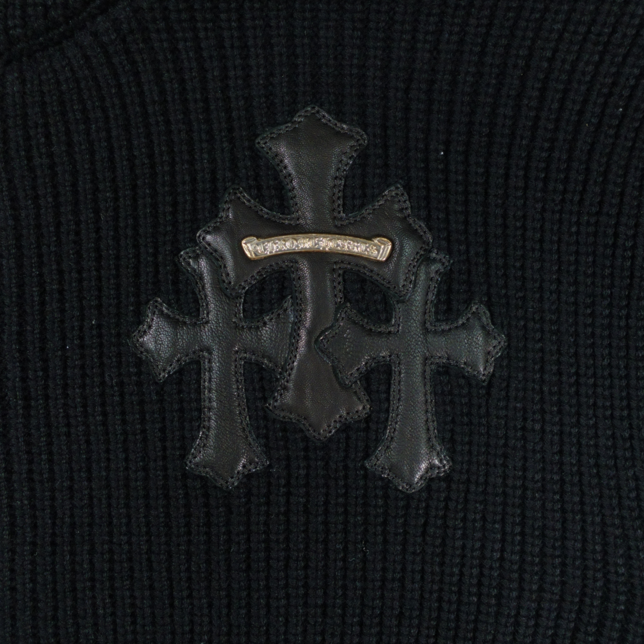 Chrome Hearts Cashmere Cross Patch Zip Up Hoodie in Black Men's Unisex XL Jacket
