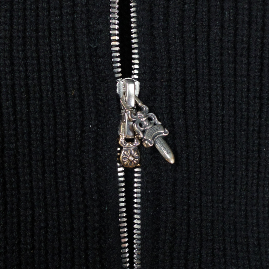 Chrome Hearts Cashmere Cross Patch Zip Up Hoodie in Black Men's Unisex XL Jacket