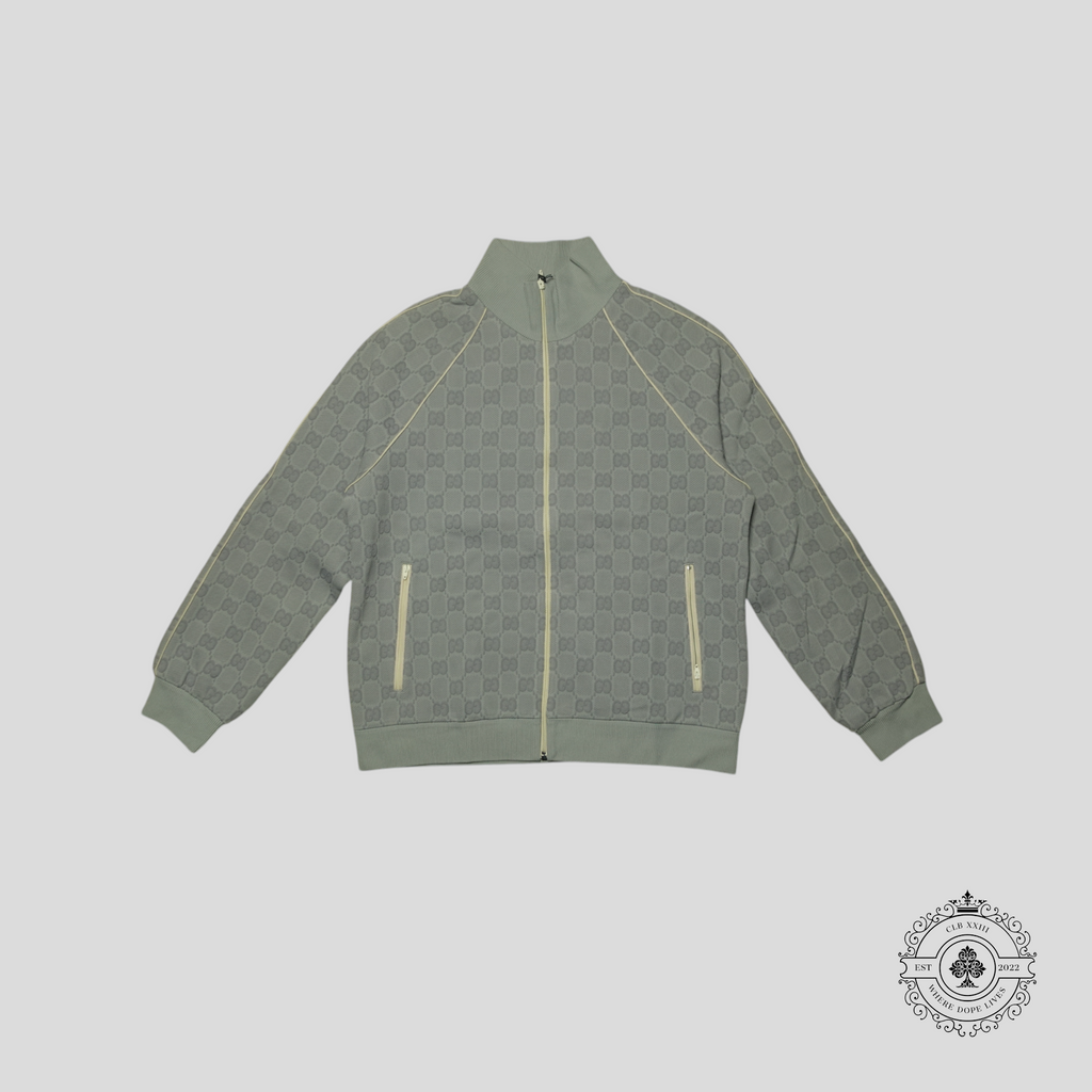 Gucci Tonal Jacquard Full Zip Jacket in Light Grey XXXL 3XL Men's