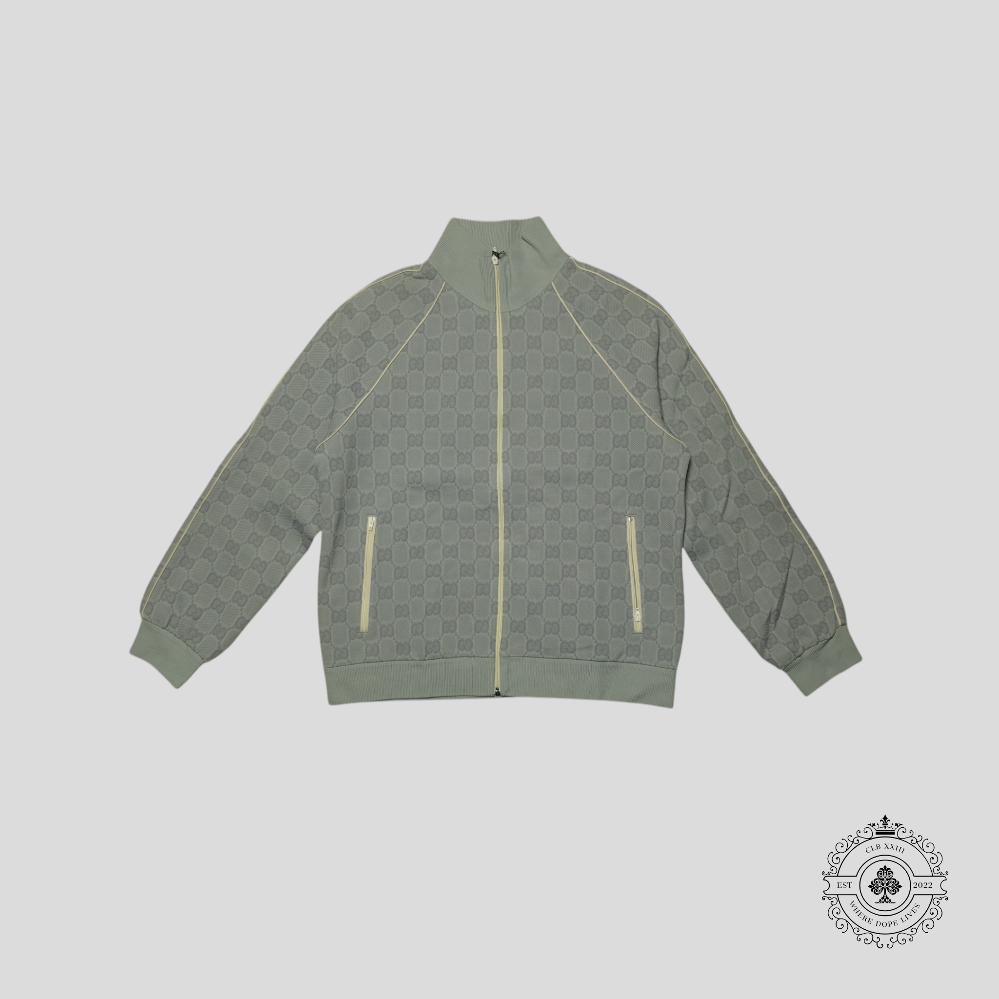 Gucci Tonal Jacquard Full Zip Jacket in Light Grey XXXL 3XL Men's