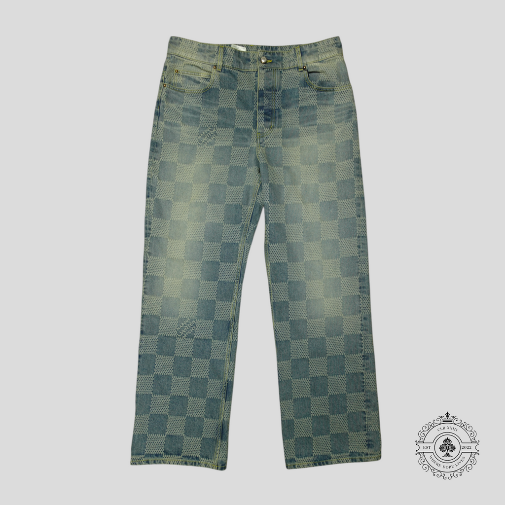 Louis Vuitton 3D Damier Denim Skate Pants jeans in Medium Wash Men's blue 36