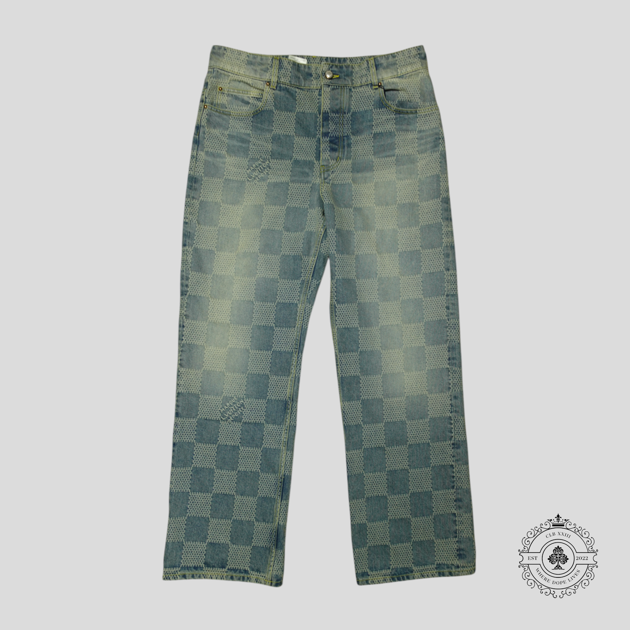 Louis Vuitton 3D Damier Denim Skate Pants jeans in Medium Wash Men's blue 36