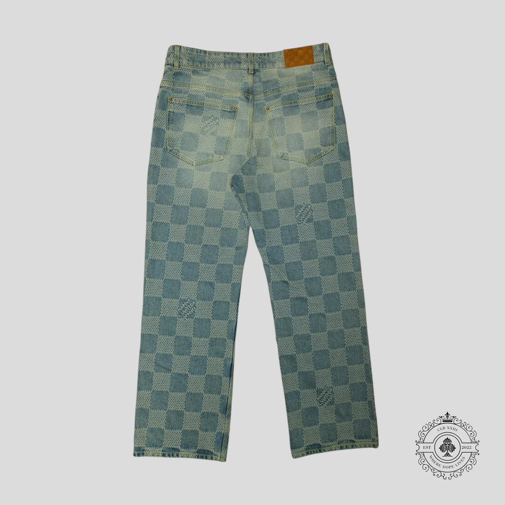 Louis Vuitton 3D Damier Denim Skate Pants jeans in Medium Wash Men's blue 36