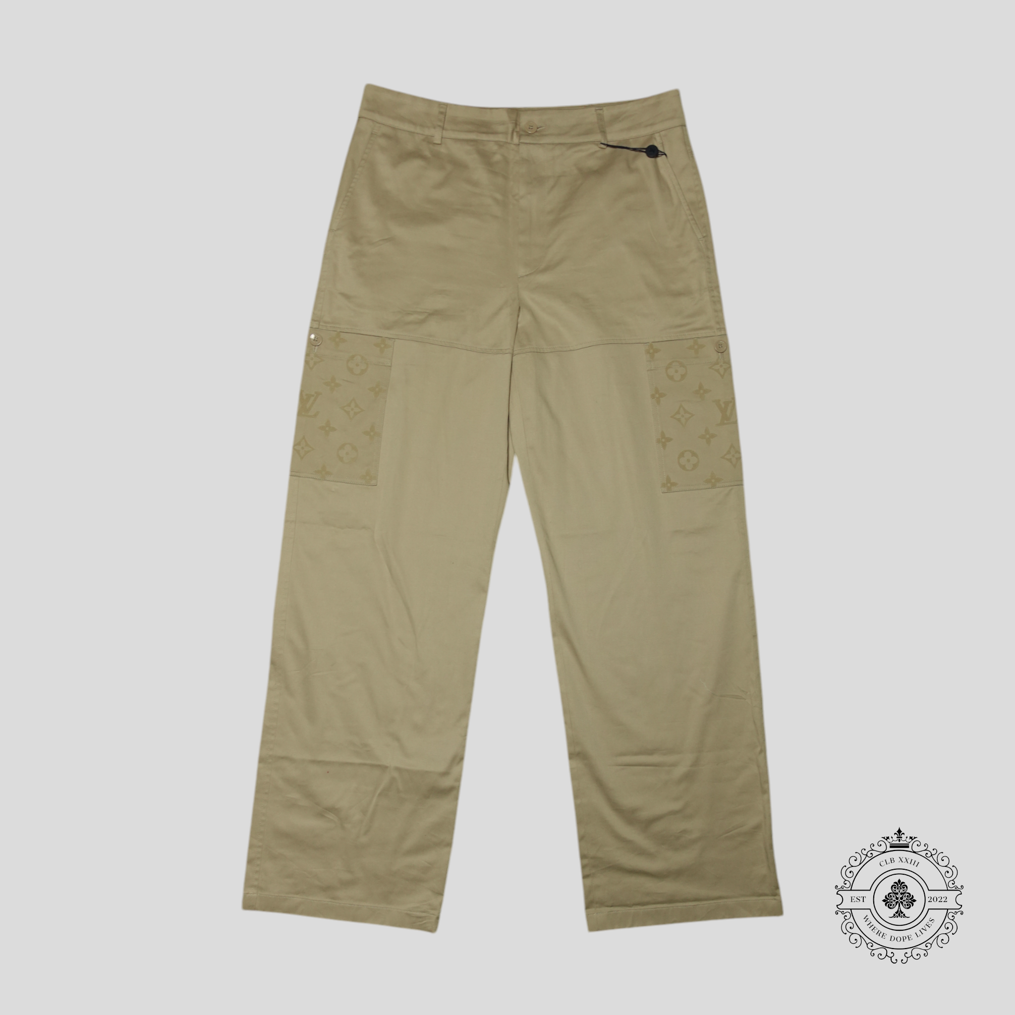Louis Vuitton Monogram Flocked Workwear Pants in Beige khaki men's trousers
