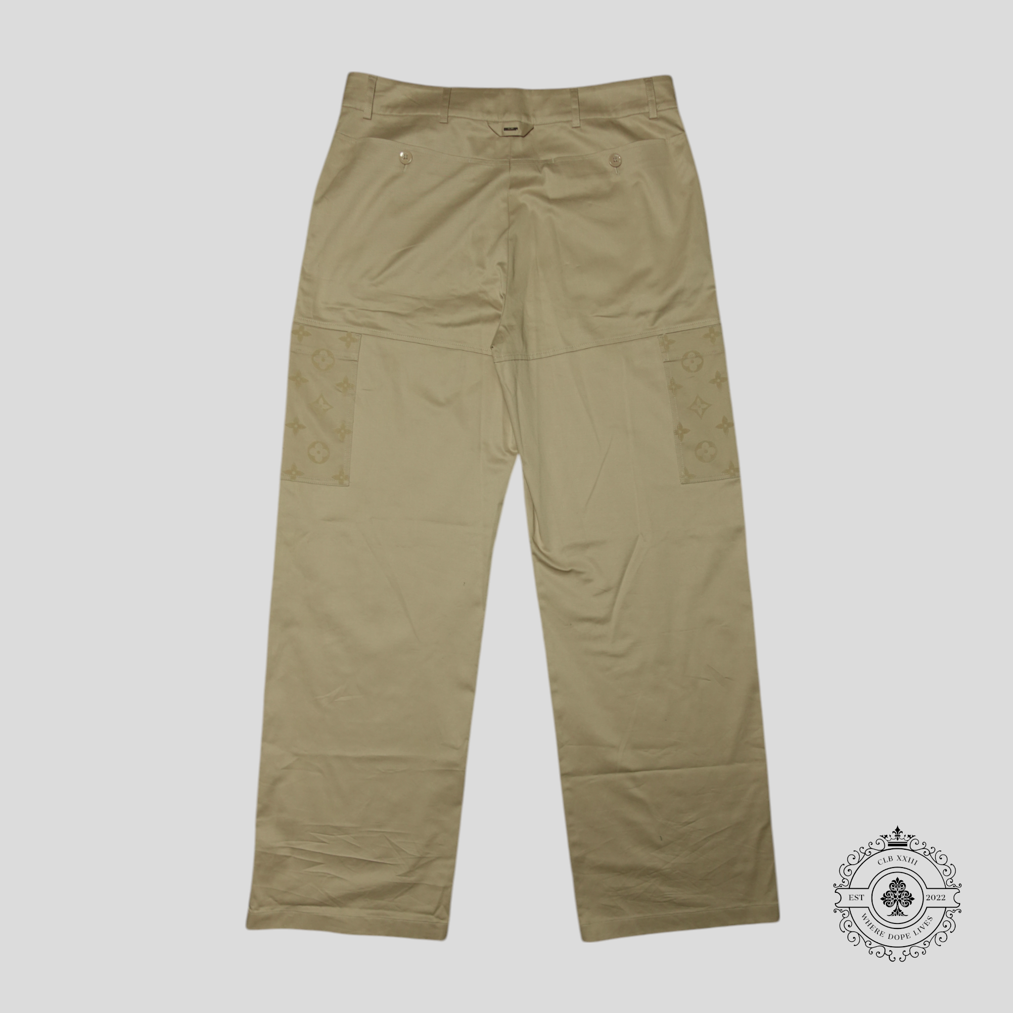 Louis Vuitton Monogram Flocked Workwear Pants in Beige khaki men's trousers