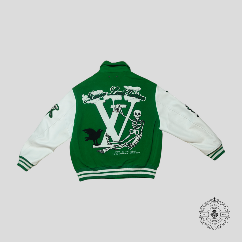 Louis Vuitton Maison Varsity Jacket in Green/White wool leather men's unisex coat