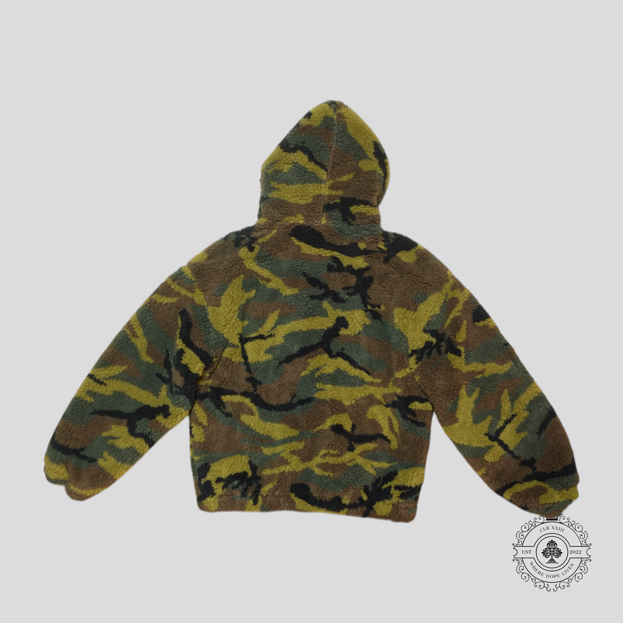 Celine Zip Up Hooded Fleece Jacket in Camo/Orange hoodie pullover men's unisex L XL