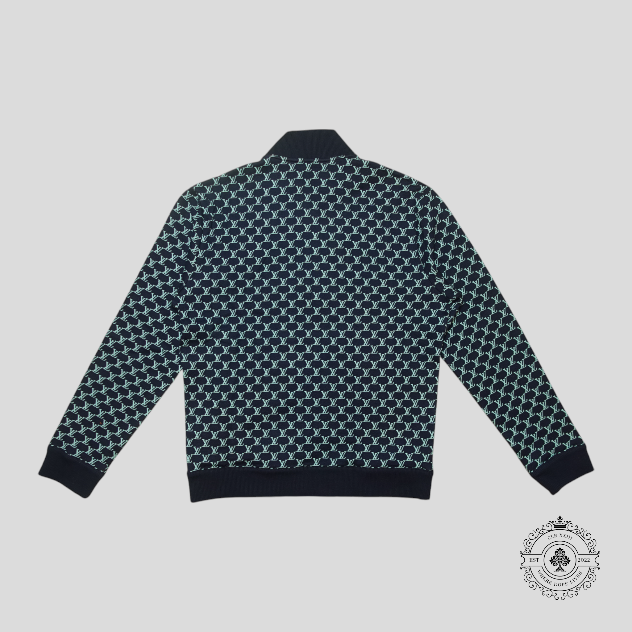 Louis Vuitton LV Fishnet Jacquard Bomber in Black/Blue XL unisex men's