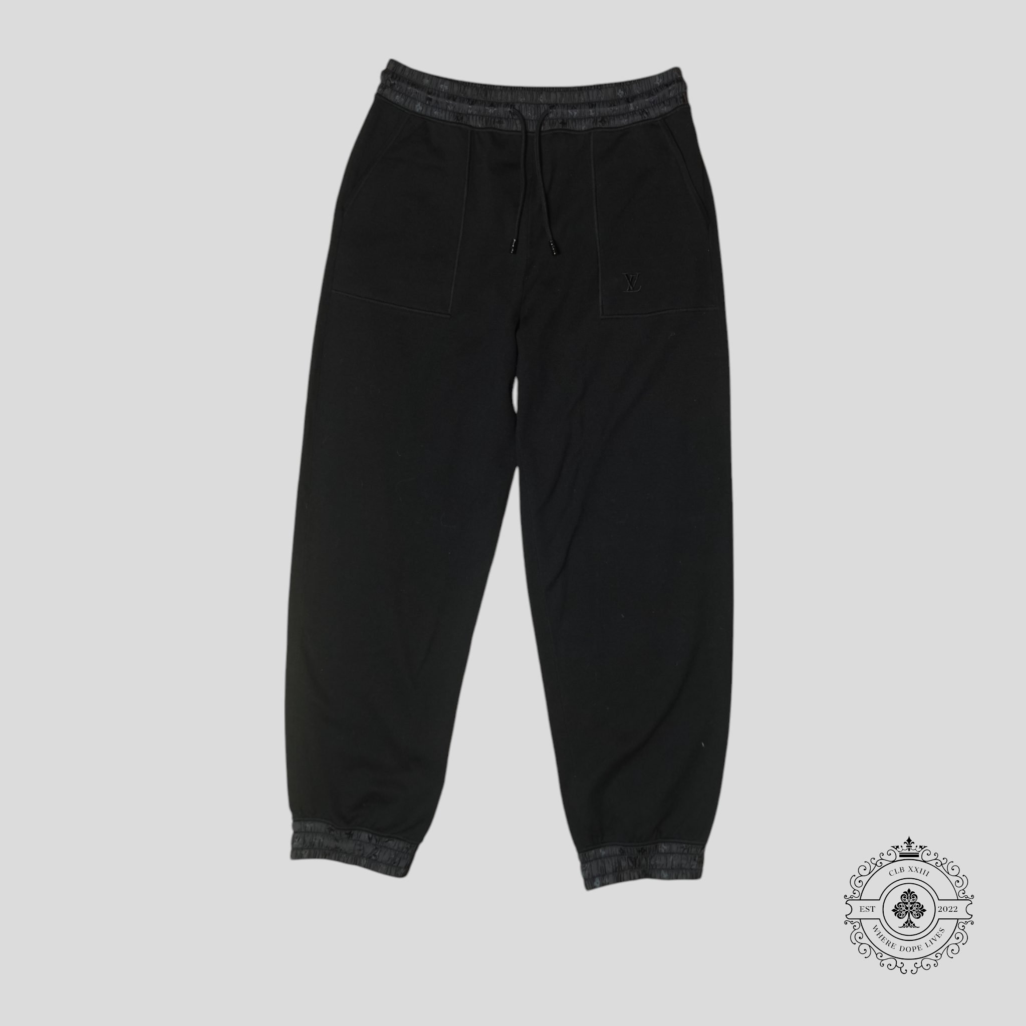 Louis Vuitton Monogram Hem Technical Pants in Black men's