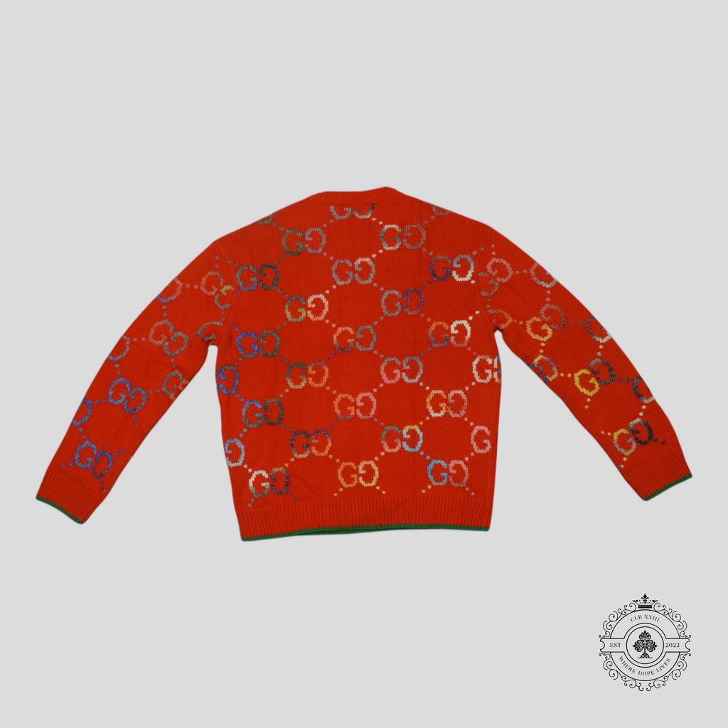 Gucci GG Jacquard Knit Sweater in Orange wool XXL 2XL men's unisex