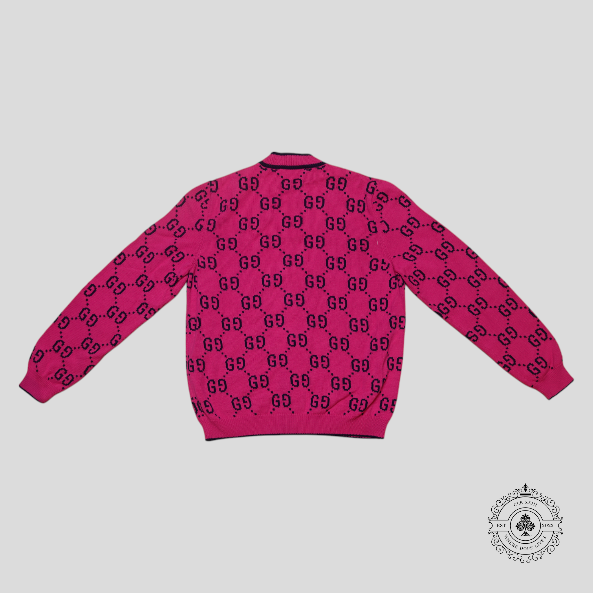 Gucci GG Jacquard Cardigan in Hot Pink/Blue sweater men's unisex XXL 2XL