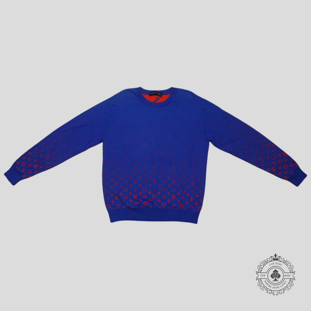 Louis Vuitton Monogram Degrade Jacquard Sweater in Blue/Red unisex L XL