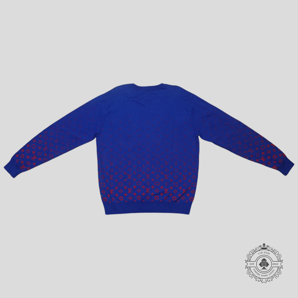 Louis Vuitton Monogram Degrade Jacquard Sweater in Blue/Red unisex L XL