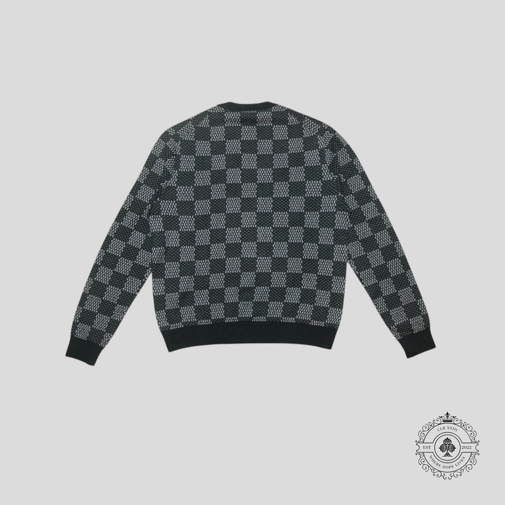 Louis Vuitton Big Damier Merino Crewneck in Black/Grey sweater men's wool XL