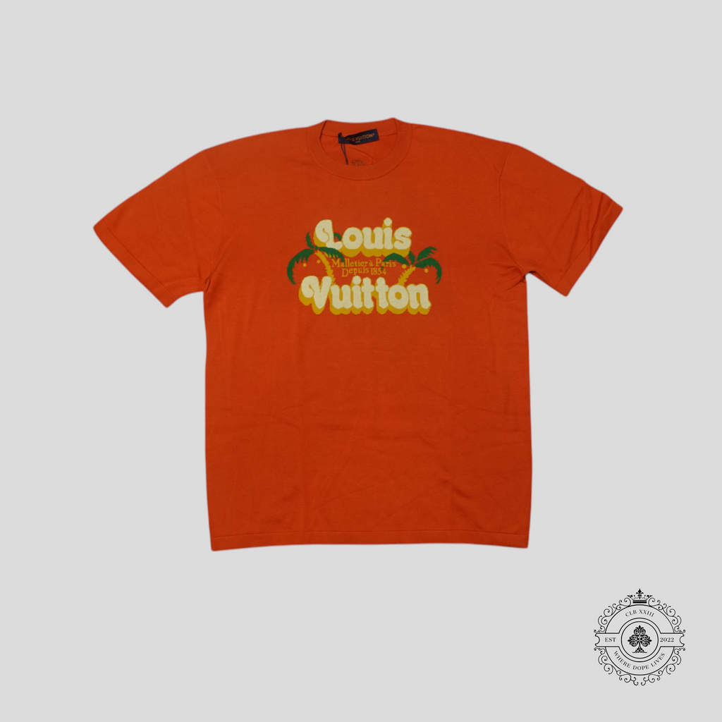 Louis Vuitton Palm Tree Short Sleeve Crewneck in Orange tee shirt men's unisex