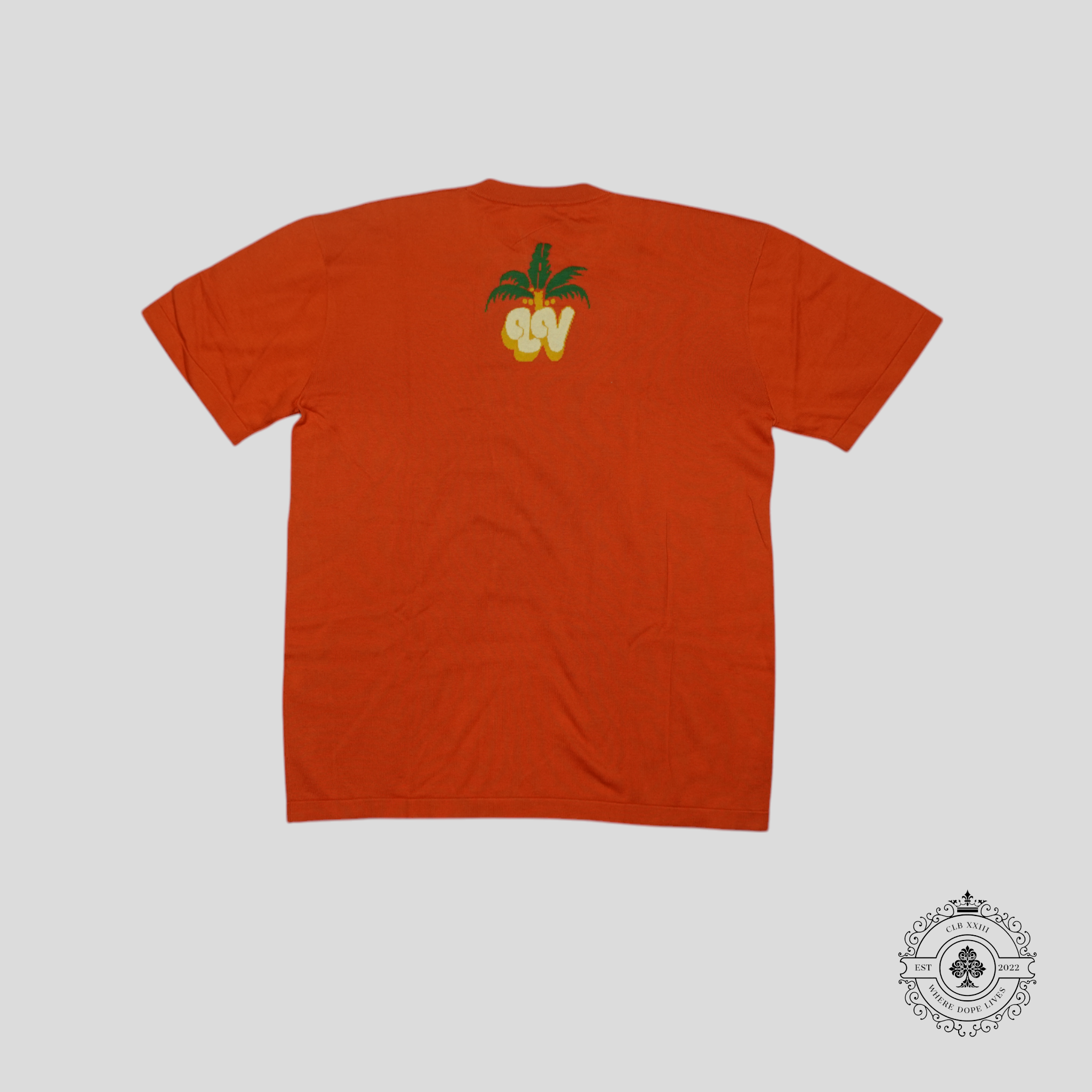 Louis Vuitton Palm Tree Short Sleeve Crewneck in Orange tee shirt men's unisex