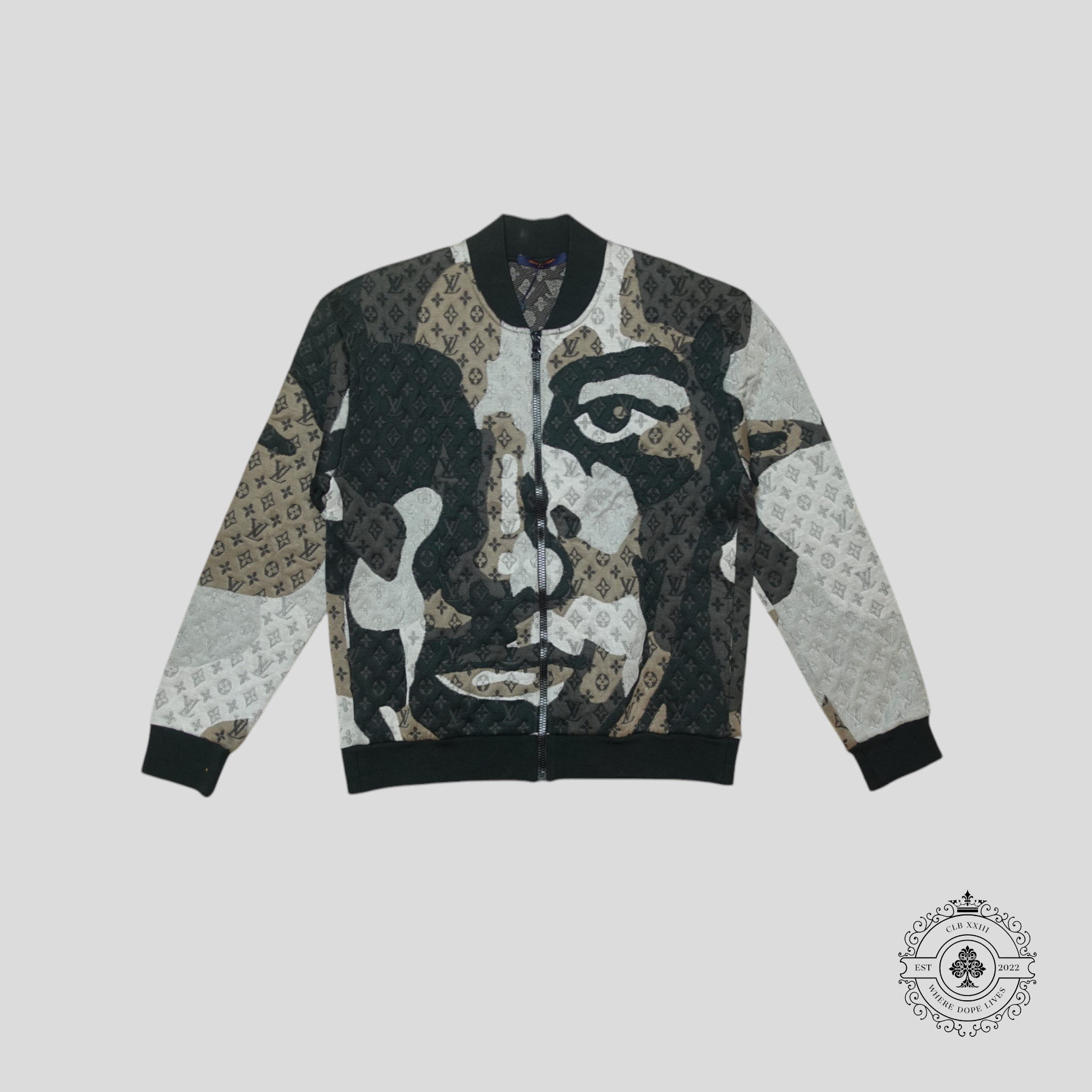 Louis Vuitton Patchwork Portrait Monogram Bomber in Black/Grey/Brown XL men's
