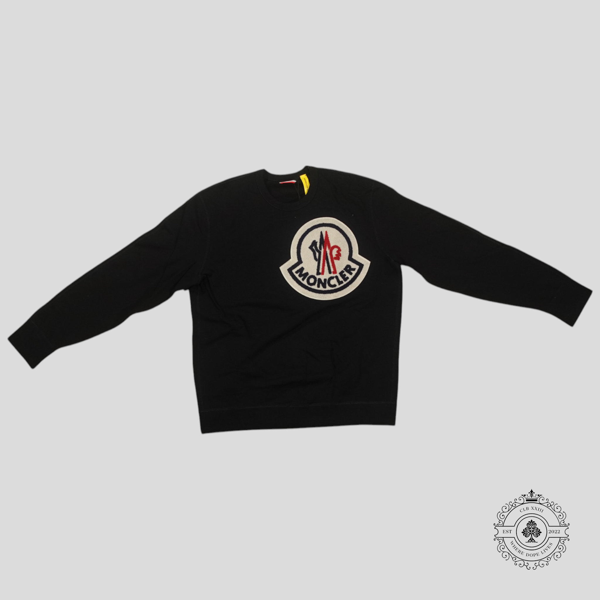 Moncler 1952 Large Logo Patch Crewneck in Black sweatshirt men's unisex XL XXL