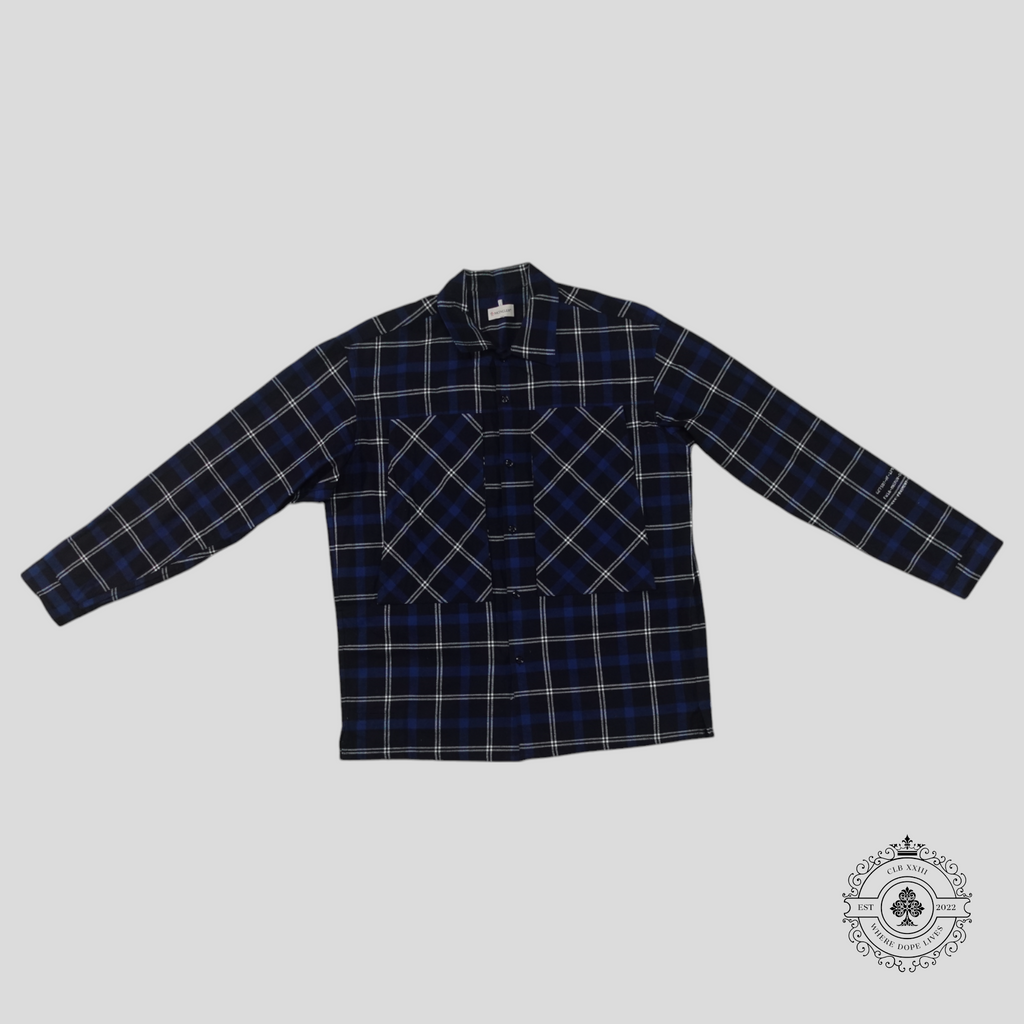 Moncler Genius x Fragment Flannel Overshirt in Blue 3