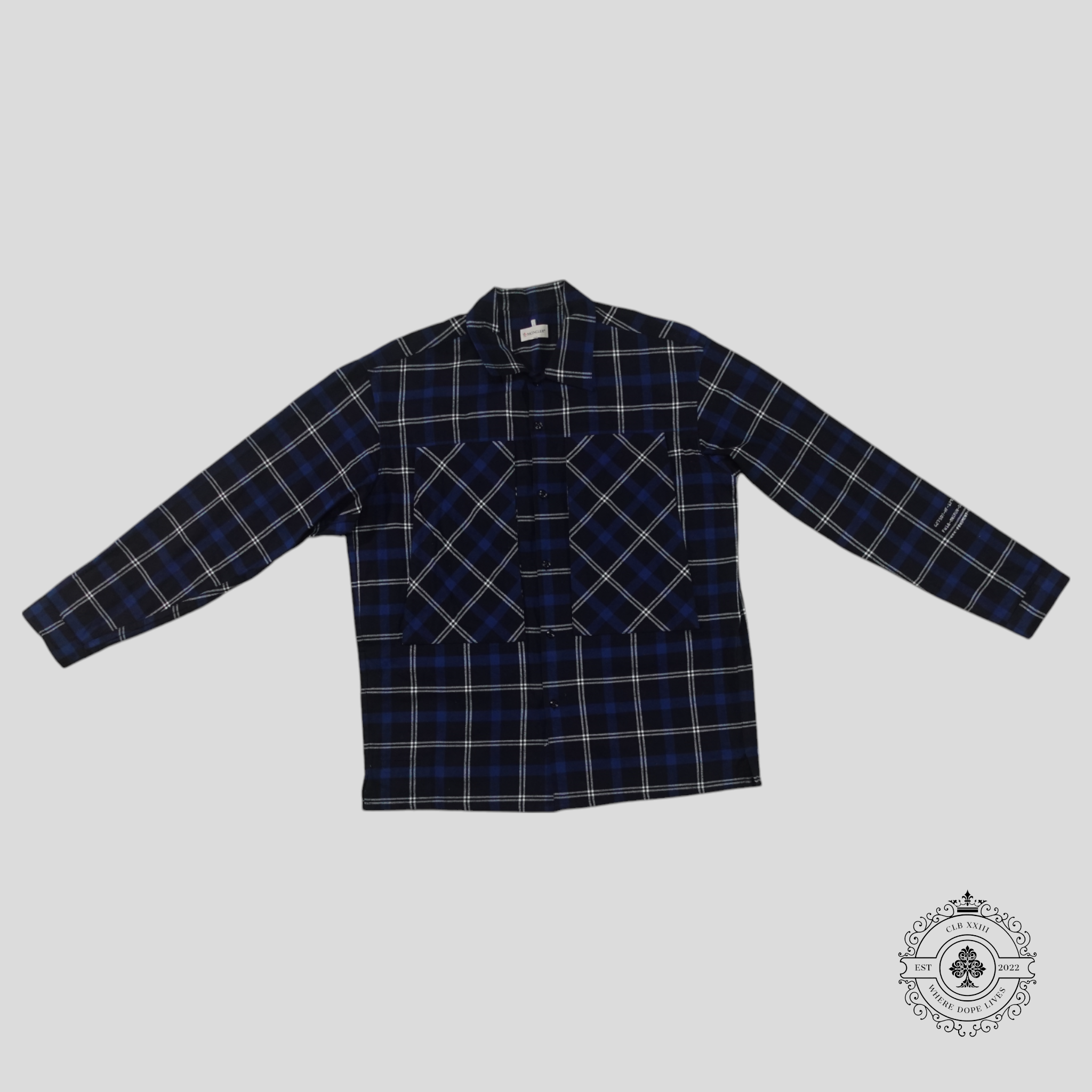 Moncler Genius x Fragment Flannel Overshirt in Blue 3