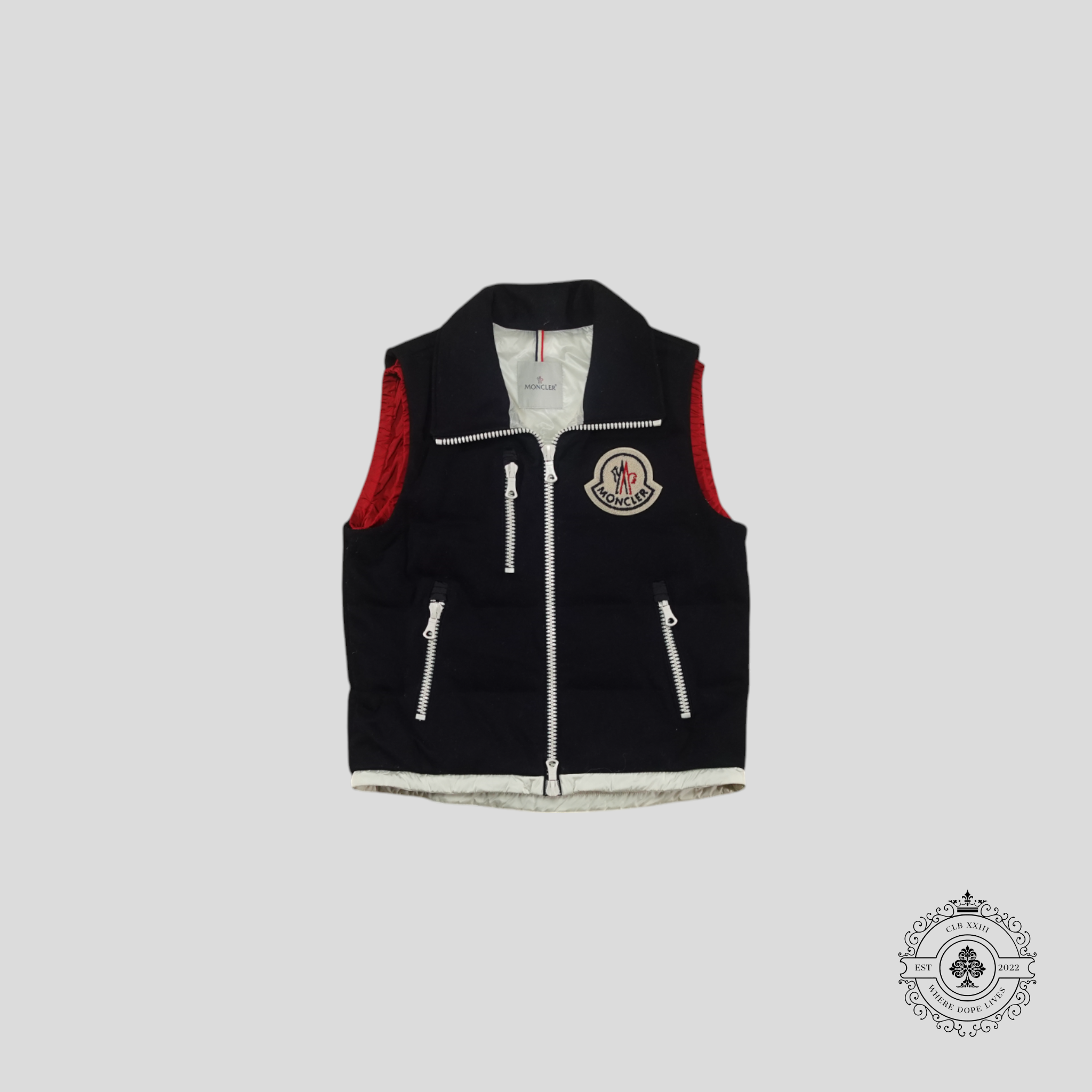 Moncler Bastien Vest in Navy Blue down wool men's unisex 4