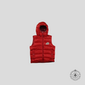 Moncler Logo Patch Hooded Tib Gilet Vest In Red warm goose down