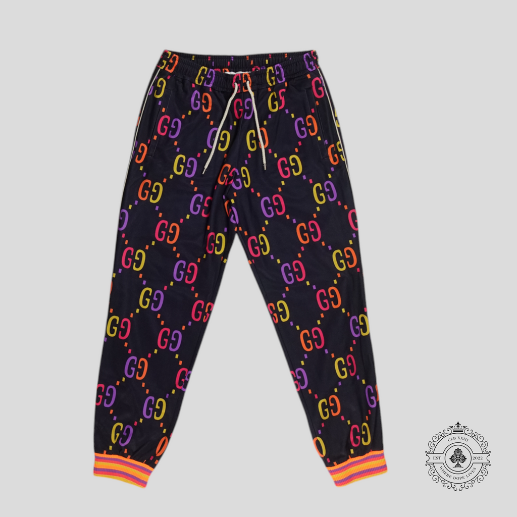 Gucci GG Jacquard Track Pants in Blue/Multicolor men's unisex M L