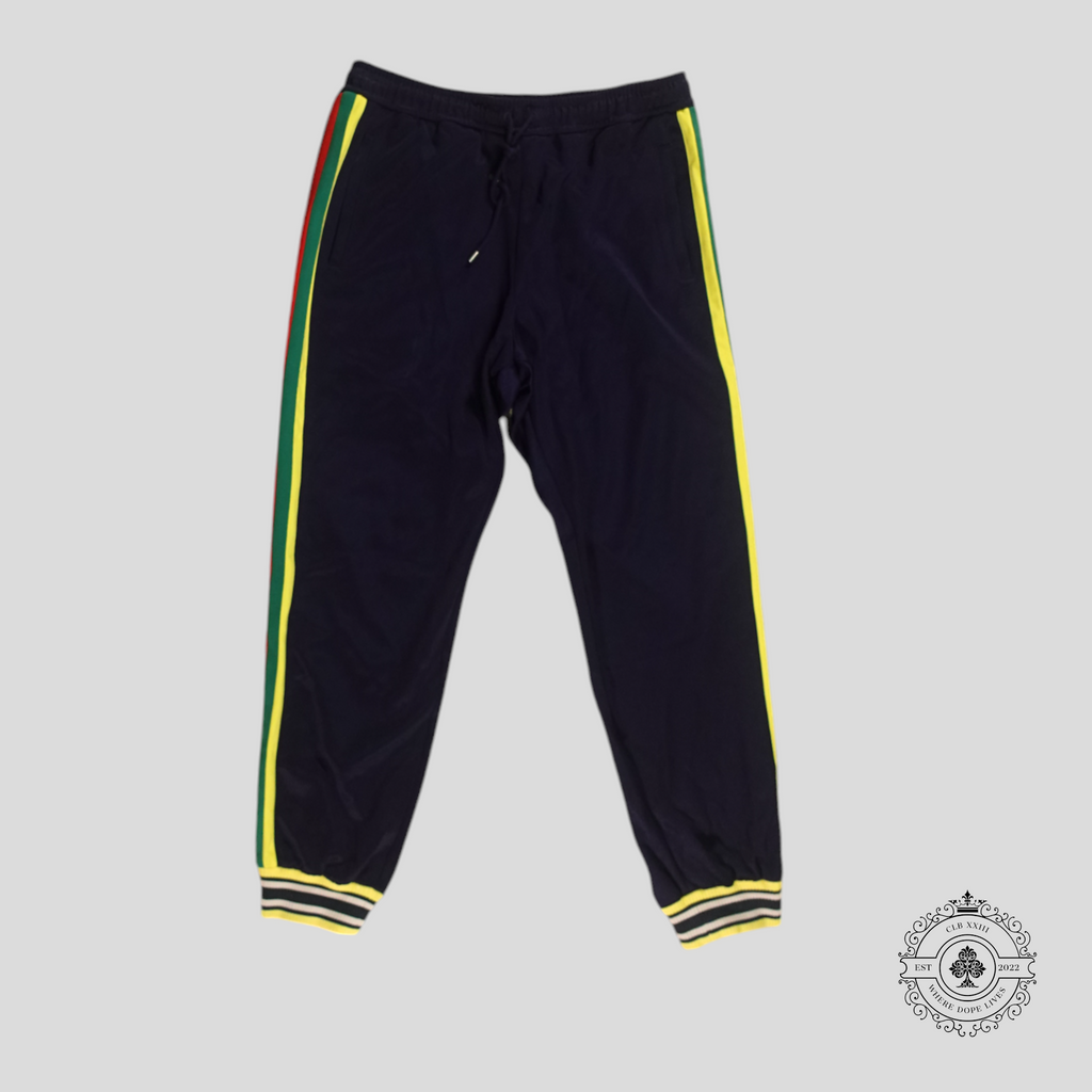 Gucci Interlocking G Patch Track Pants in Navy Blue Large men's unisex