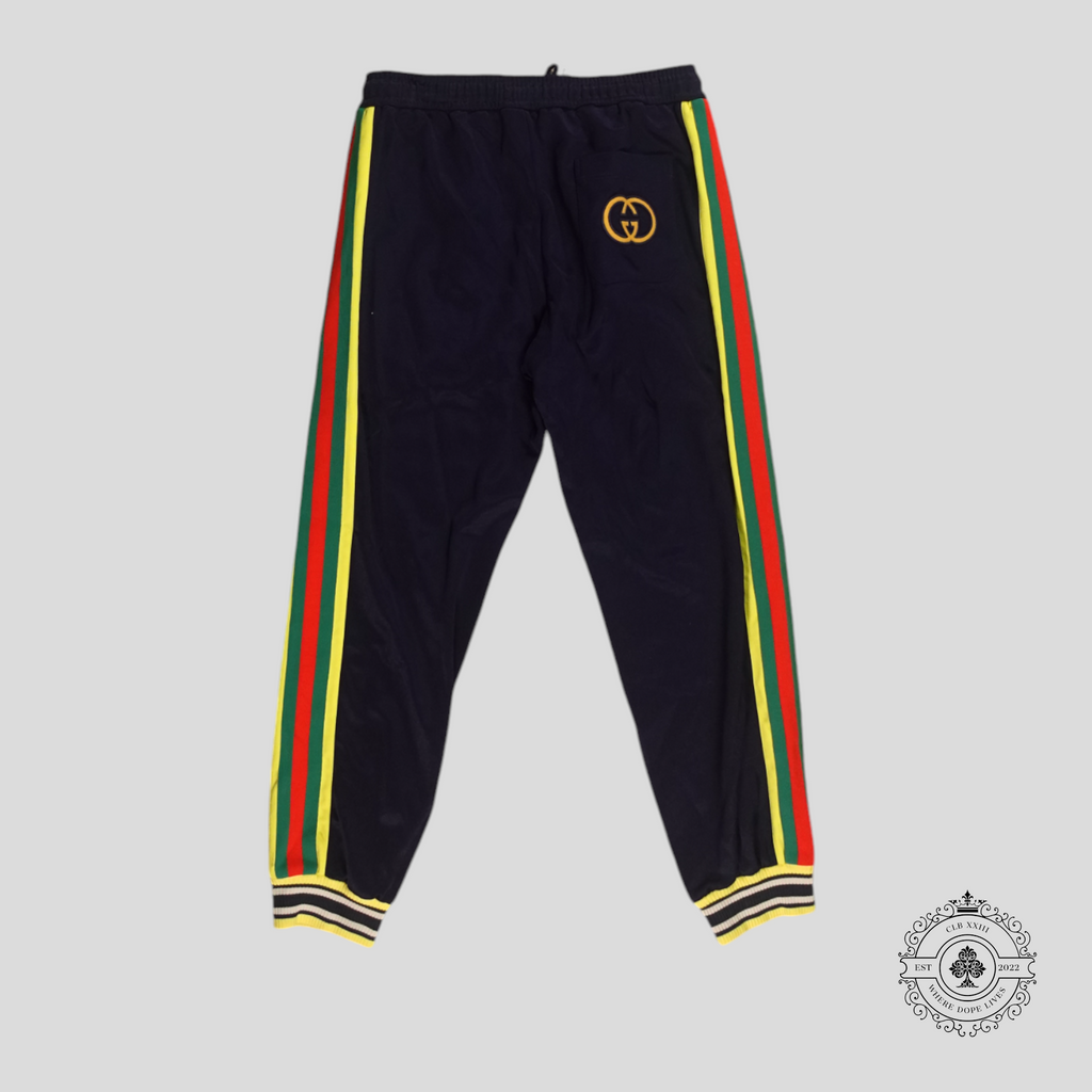 Gucci Interlocking G Patch Track Pants in Navy Blue Large men's unisex