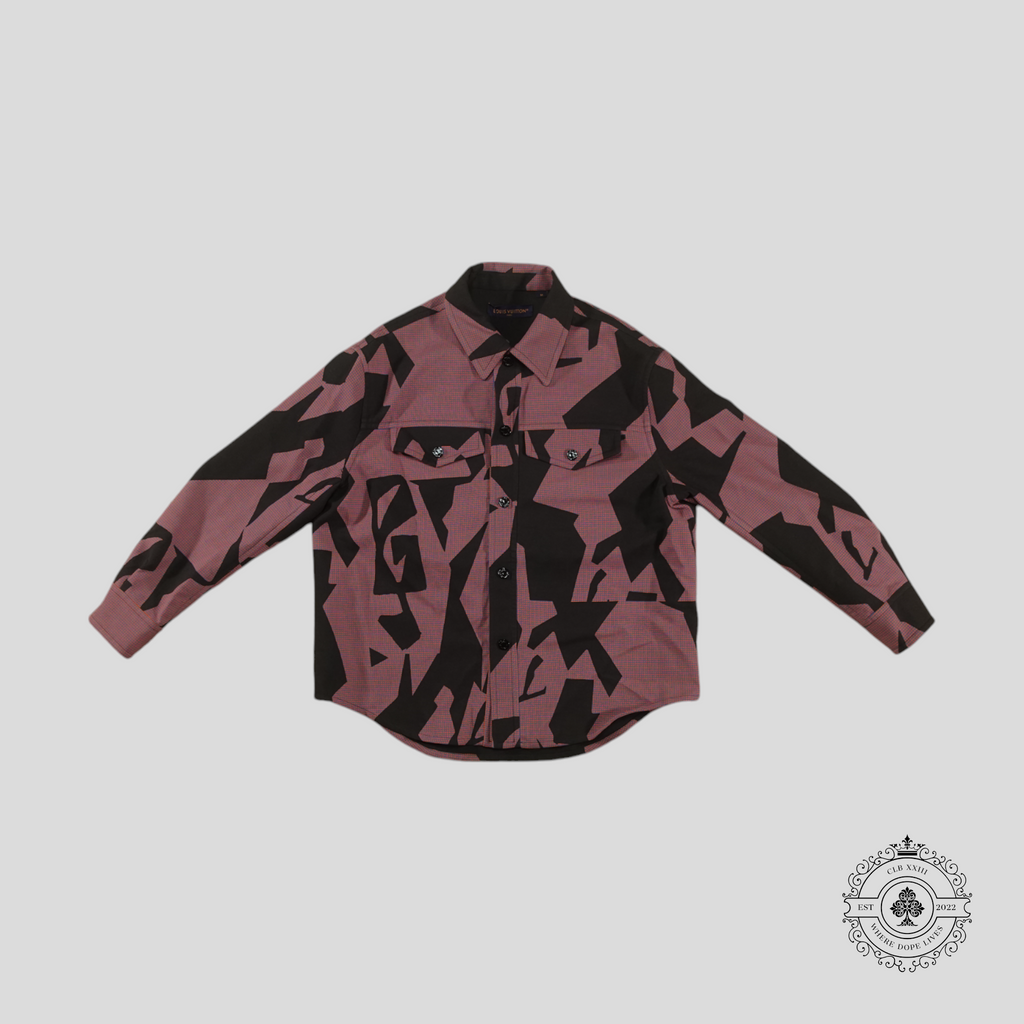 Louis Vuitton Abstract Houndstooth Double Faced Overshirt in Brown M Men's