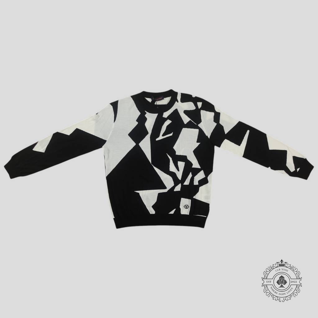 Louis Vuitton LV Houndstooth Sweater in Black White Jumper wool XXL 2XL