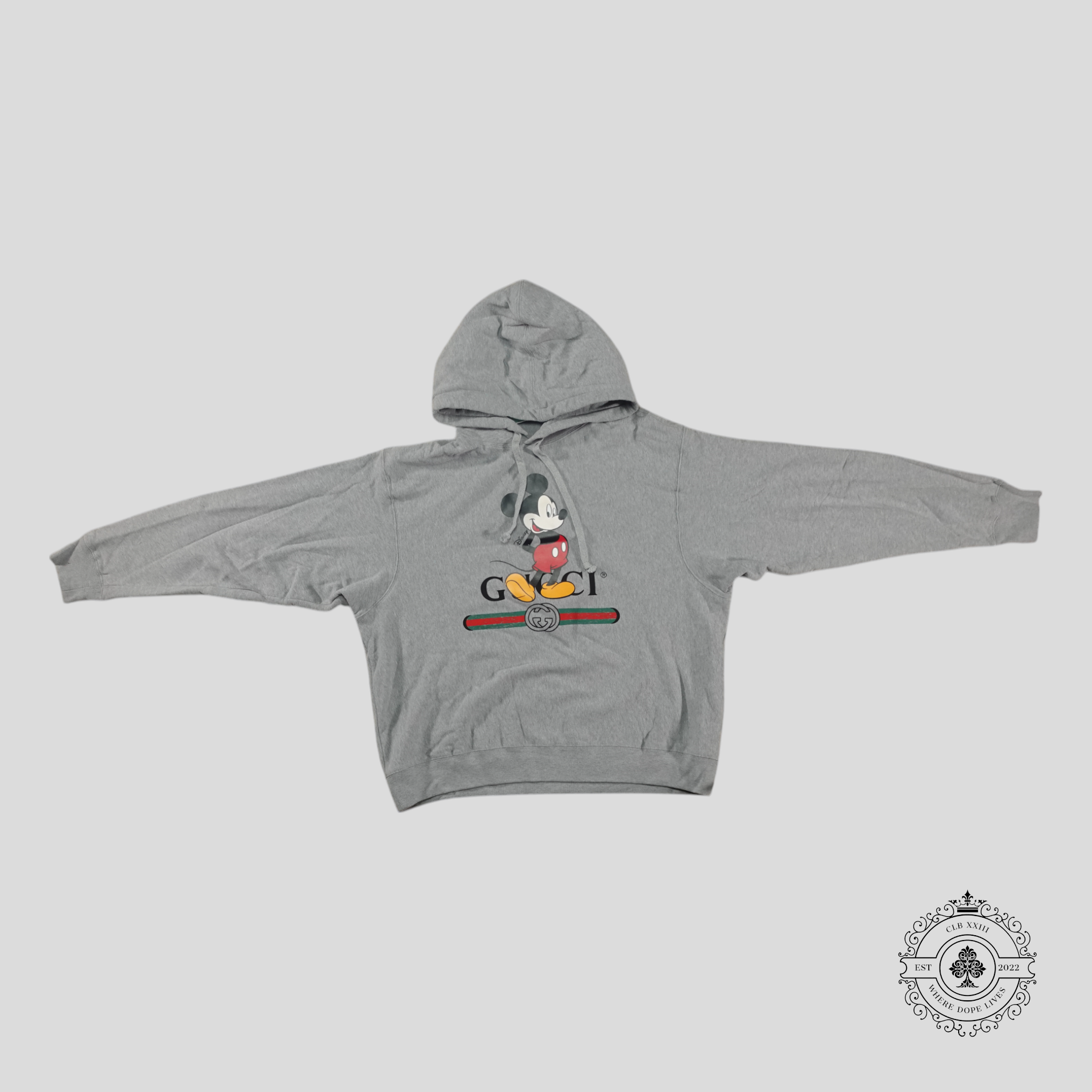 Gucci Mickey Mouse Print Hoodie in Grey Disney men's unisex XL