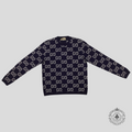 Gucci GG logo Jacquard Sweater in Navy Blue men's unisex XL