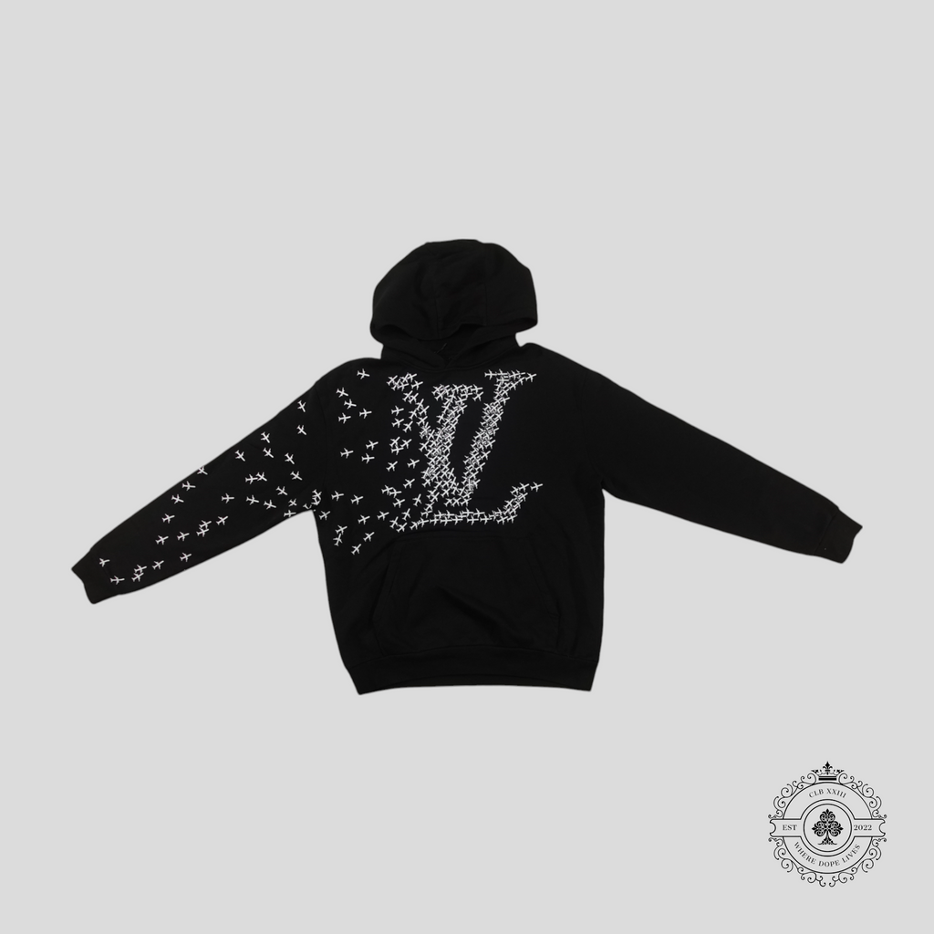 Louis Vuitton LV Planes Printed Hoodie in Black men's unisex sweatshirt