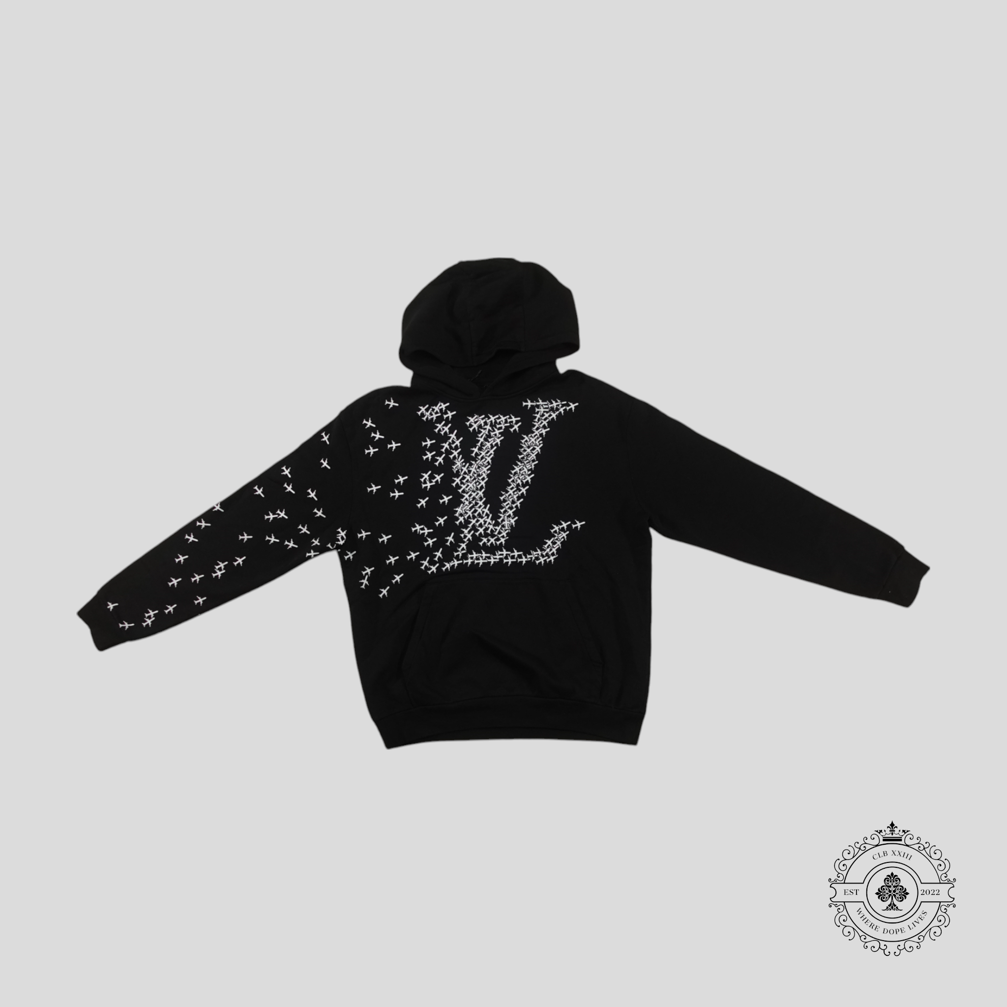 Louis Vuitton LV Planes Printed Hoodie in Black men's unisex sweatshirt