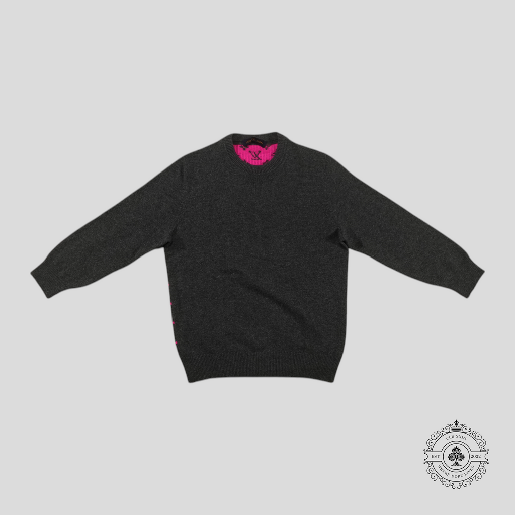 Louis Vuitton Half Monogram Cashmere Sweater in Grey/Pink LG men's unisex